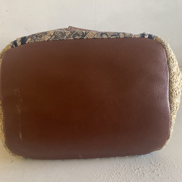 Sak Roots jute beige grey blue boho satchel bag double handle - Picture 11 of 16